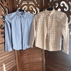 Boys H&M Blue and Cream Checkered Shirts- Size 10